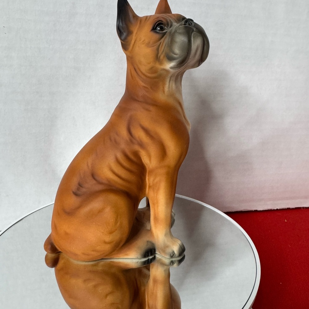 Boxer Vtg Dog Figurine 7” brown tan black it’s ceramic or porcelain 1970’s ? - Picture 8 of 14